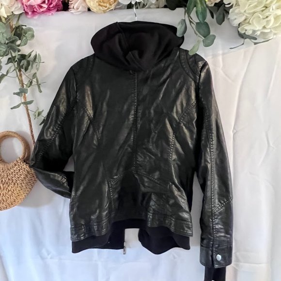 COPY - Vintage Glam LA Coalition leather jacket/hoodie combo size Large - Picture 4 of 9